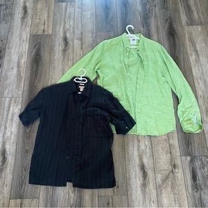 LOT of 2 men's linen shirts size L 42-44 Bruno, Simons Long Sleeve Short Sleeve